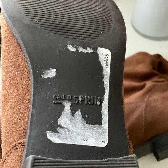 CALL IT SPRING Brown Faux Leather  Suede Slouch Boots Size 6.5 - Picture 4 of 9